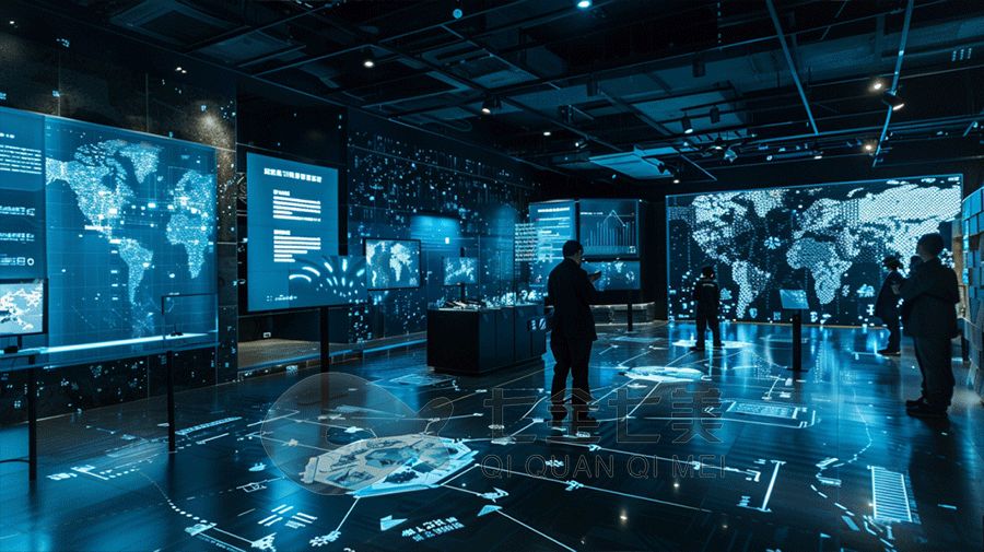 智慧防空宣教展厅效果图,多媒体设备,安全教育