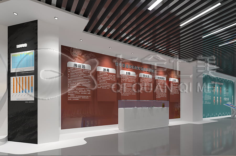 禁毒展厅建设, 智慧禁毒防艾馆, 装修设计公司, 禁毒展馆设计平面图, 多媒体设备