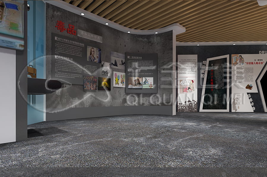 禁毒展厅建设，智慧禁毒防艾馆装修设计，禁毒展馆设计平面图